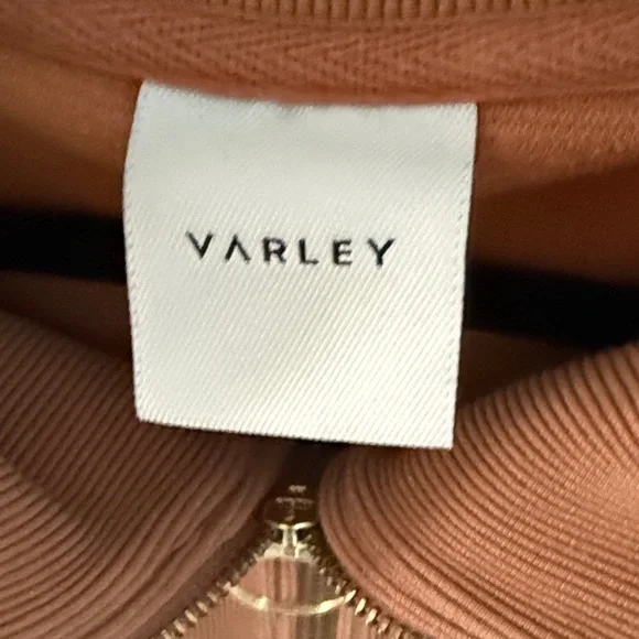 Varley Tan Zip-Up Cowl Neck Sweatshirt - Picture 2 of 3